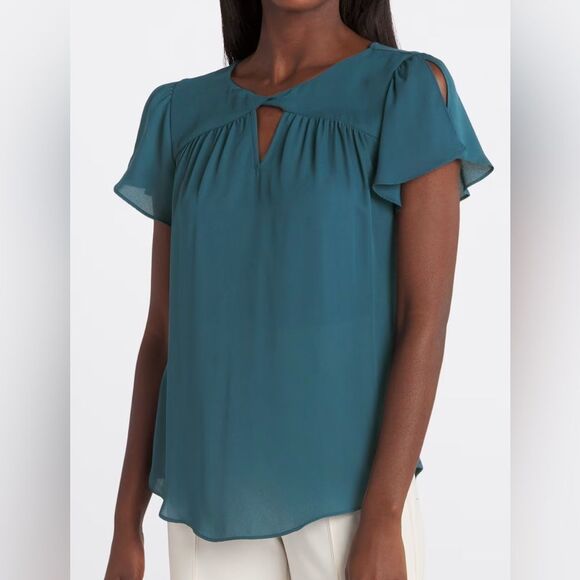 FORTUNE + Ivy Adeline Key Hole Blouse Teal Medium NWT STITCH FIX - Picture 1 of 9